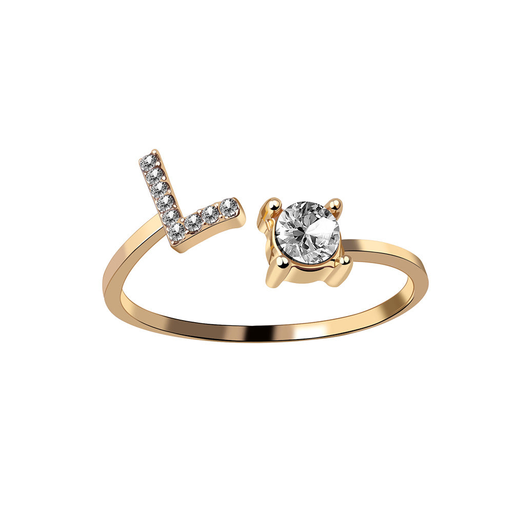New Design Adjustable 26 Initial Letter Ring Fashion Jewelry For Women Simple Elegant Jewelry New Design Adjustable 26 Initial Letter Ring Fashion Jewelry For Women Simple Elegant Jewelry